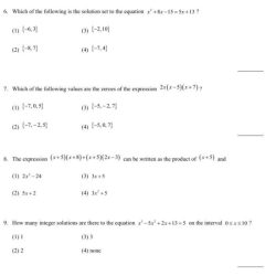 Unit 1 test algebra 2 answers