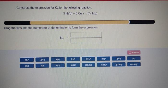 Construct the expression for kc for the following reaction