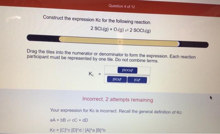 Construct the expression for kc for the following reaction